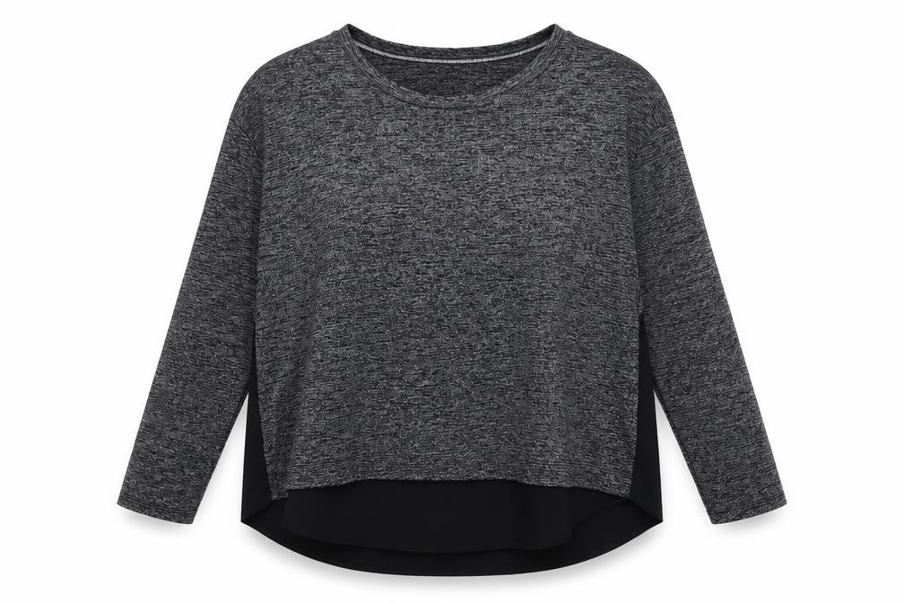 Front view of Paraphrase women’s grey jersey basic blouse, size UK 16