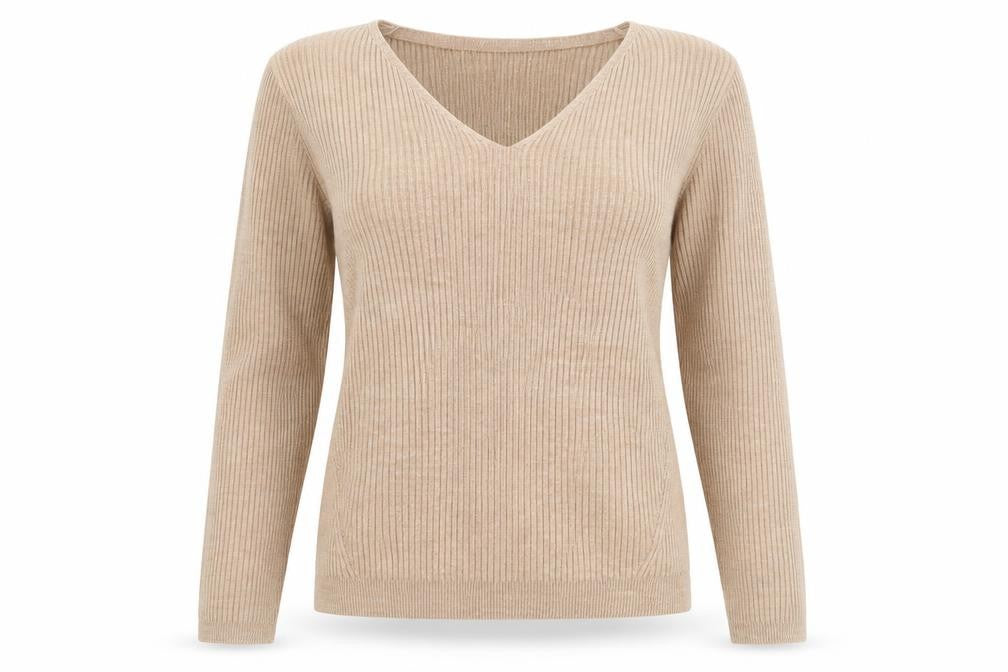 Front view of Marks & Spencer women’s brown jumper, size UK 8