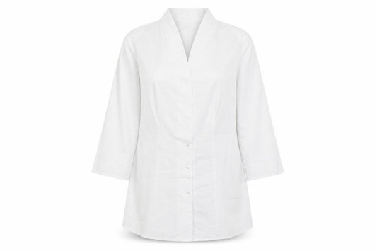 Front view of BCP Collection women’s white basic button-up, size UK 14