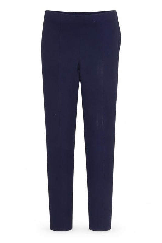 Front view of Primark women’s blue carrot trousers, size UK 4, 26-inch leg