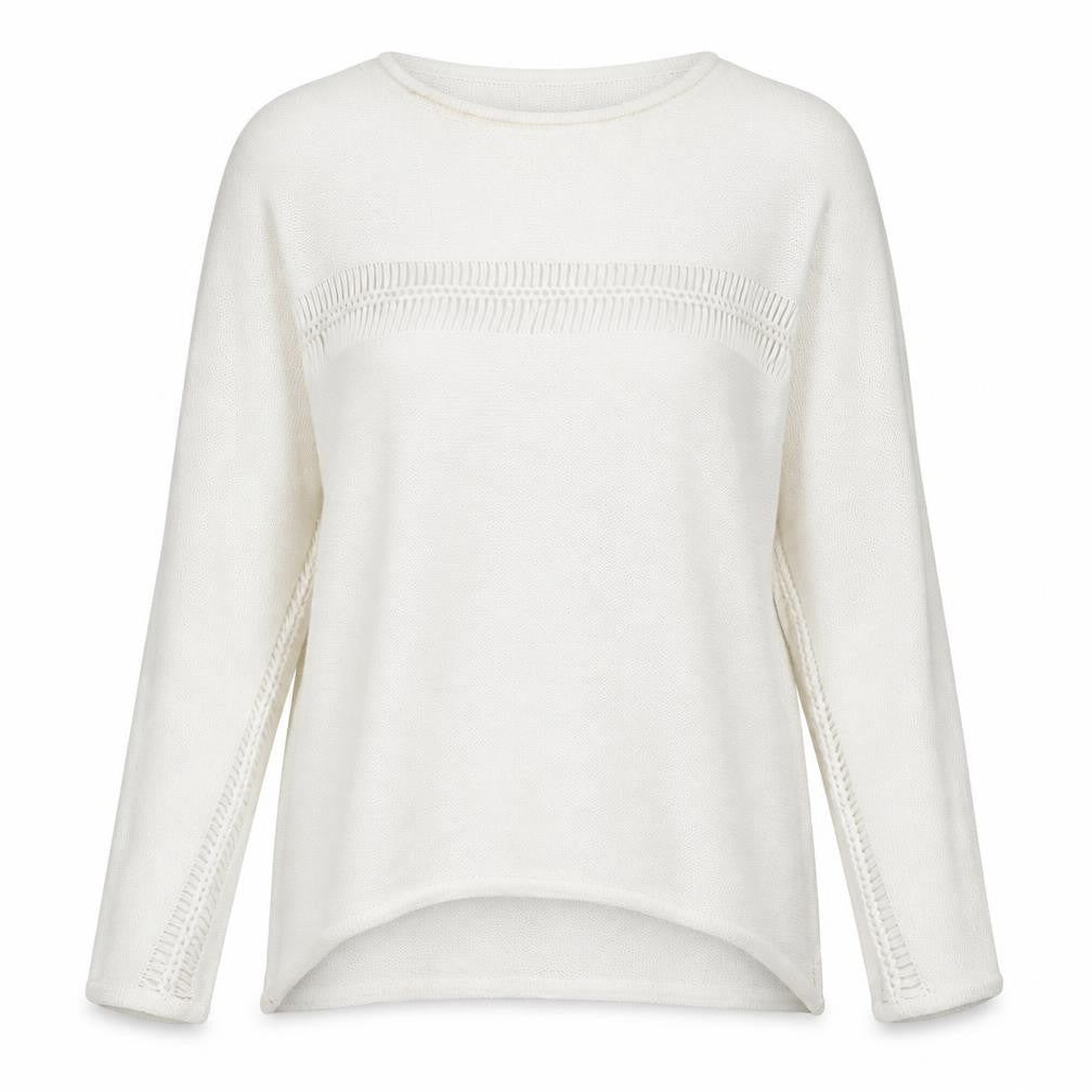 Front view of Eight women’s white jumper, size M