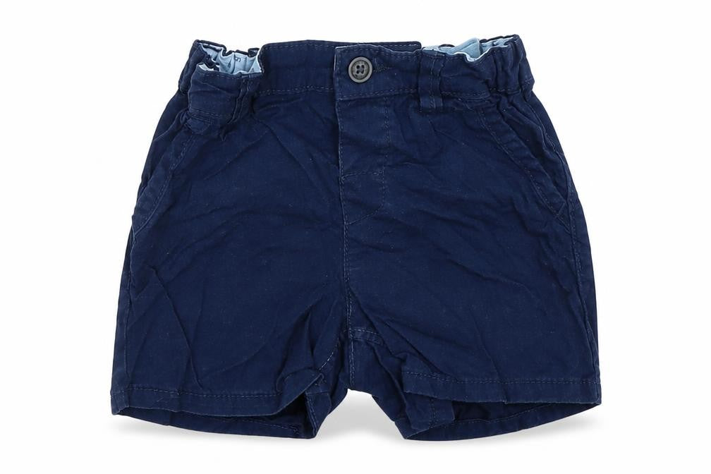 Front view of H&M boys’ blue cropped trousers, size 12-18, months