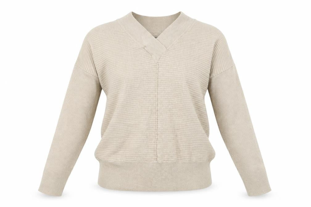 Front view of F&F women’s beige jumper, size UK 6