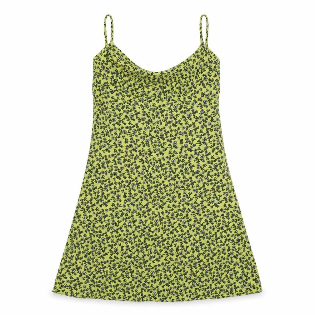Front view of Topshop women’s yellow floral basic tank, size UK 6