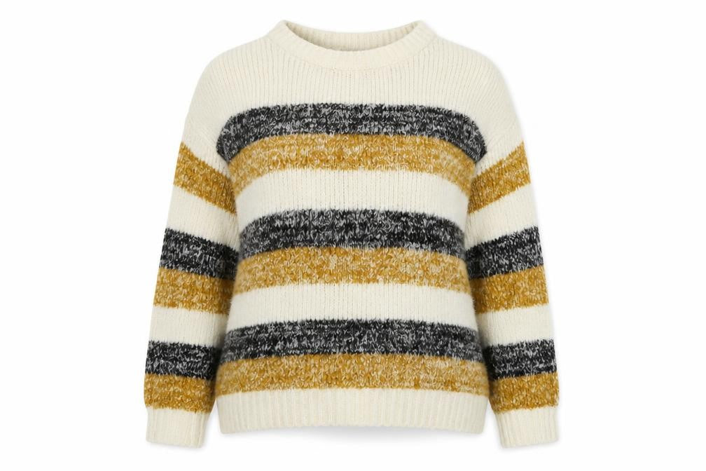 Front view of Matalan women’s beige striped jumper, size L