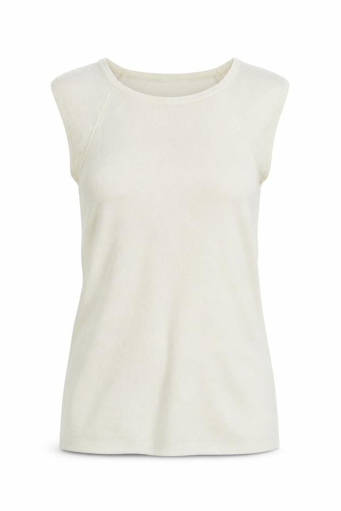 Front view of Mango women’s ivory basic tank, size S
