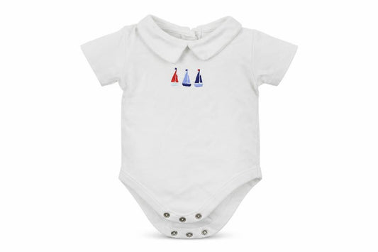 Front view of George Baby White Babygrow One-Piece, size 3-6, Months