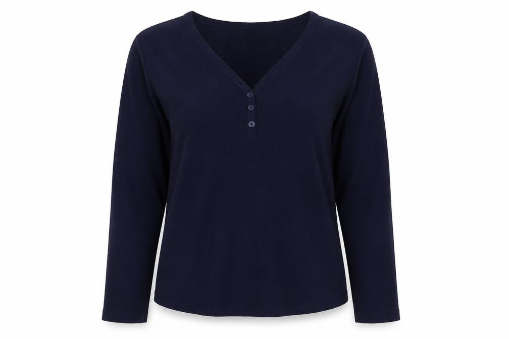Front view of slumber Hut women’s blue solid top pyjama top, size S