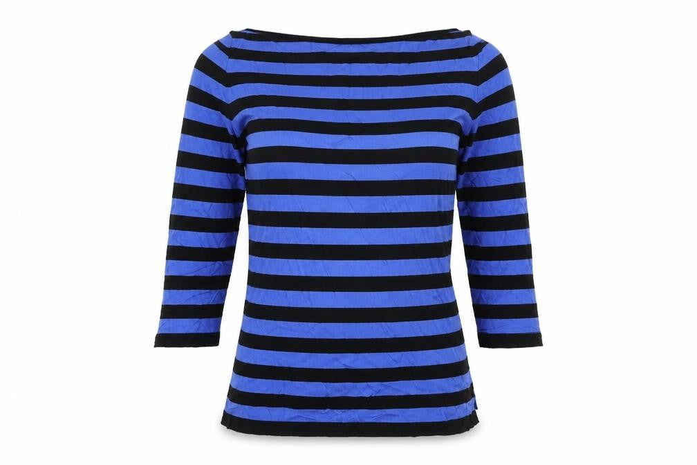 Front view of Marella women’s blue striped jumper, size M