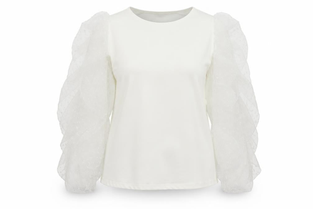 Front view of Cameo Rose women’s white basic blouse, size L
