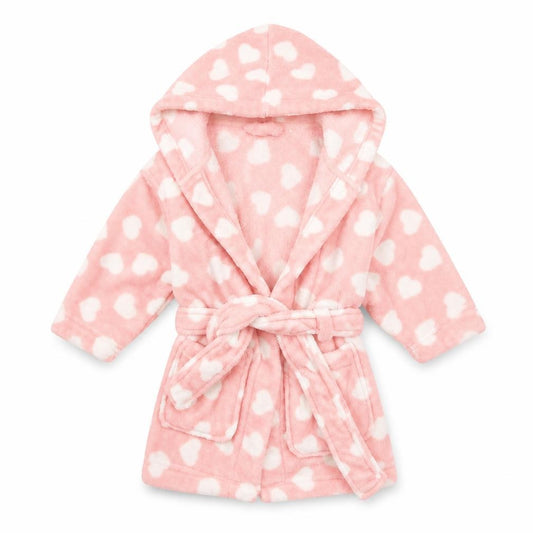 Front view of Very girls’ pink polka dot babydoll gown, size 9-12, months