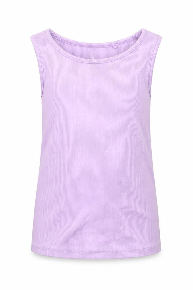 Front view of Next girls’ purple basic tank, size 5, years