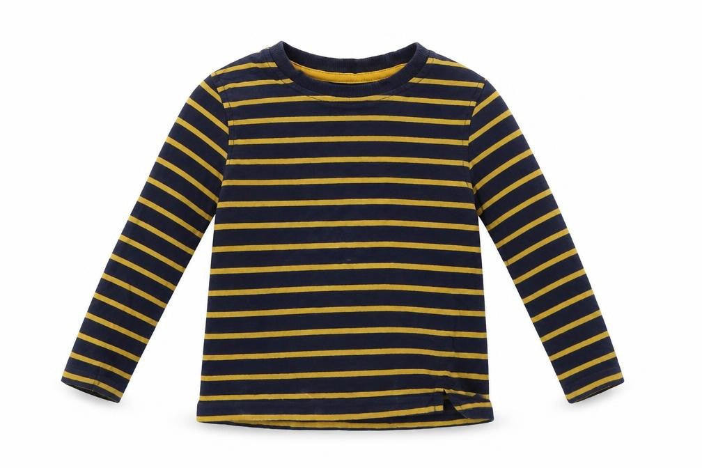 Front view of George boys’ blue striped pullover sweatshirt, size 2-3, years