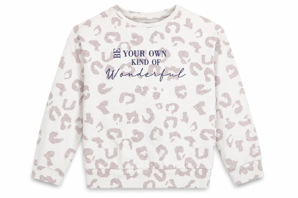 George Girls Ivory Animal Print  Pullover Sweatshirt Size 8-9 Years  - Be your own kind of wonderful Beige Blue
