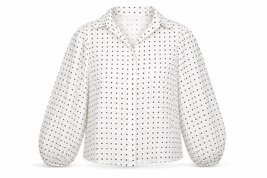 Front view of New Look women’s white floral basic button-up, size UK 8