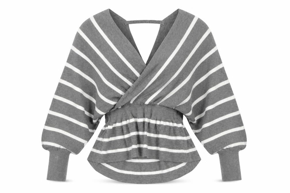 Front view of New Look women’s multicoloured striped jumper, size S