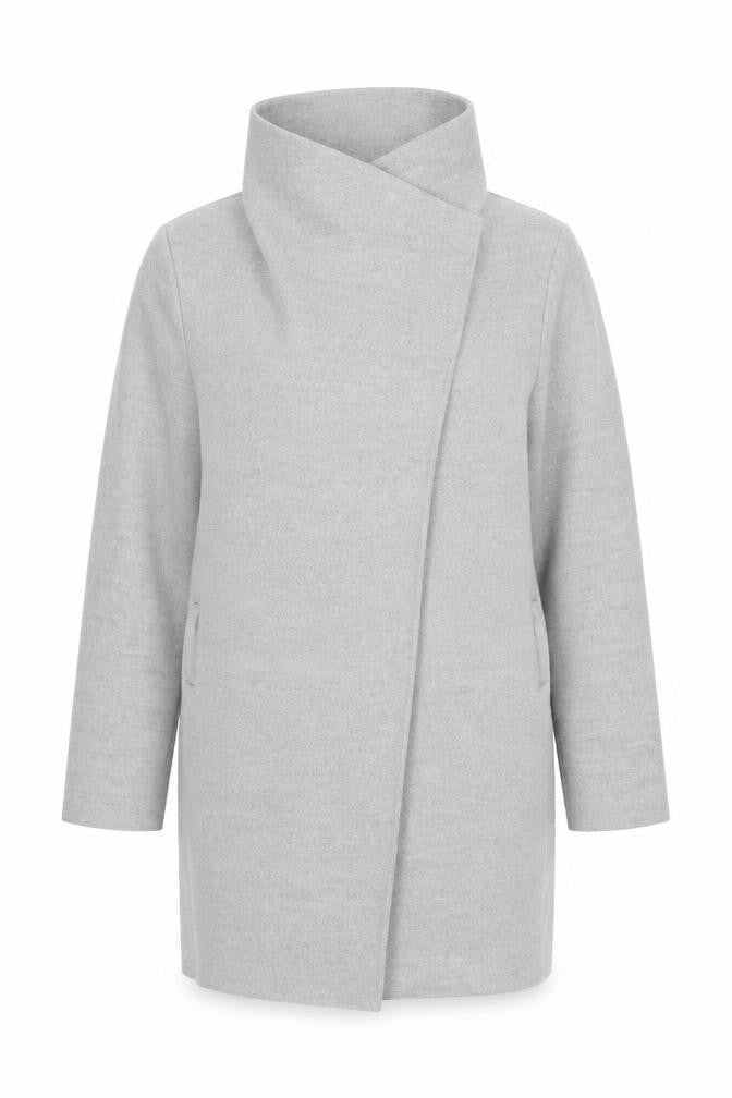 Front view of Boohoo women’s grey jacket coatigan, size UK 16