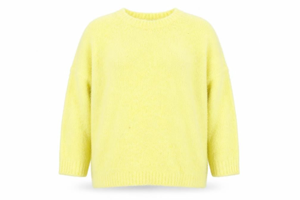 Front view of Roman women’s yellow jumper, size UK 16
