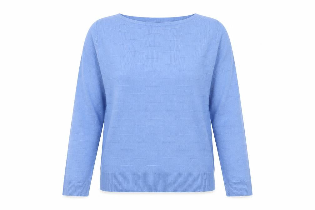 Front view of Vida Vi women’s blue basic t-shirt, size L