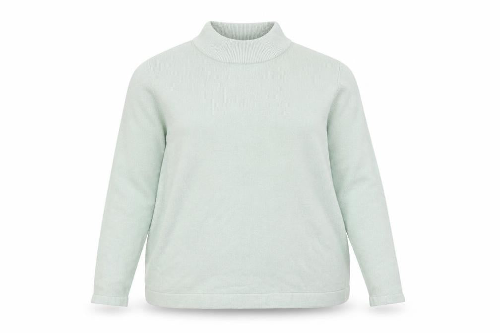 Front view of Matalan women’s green jumper, size UK 18