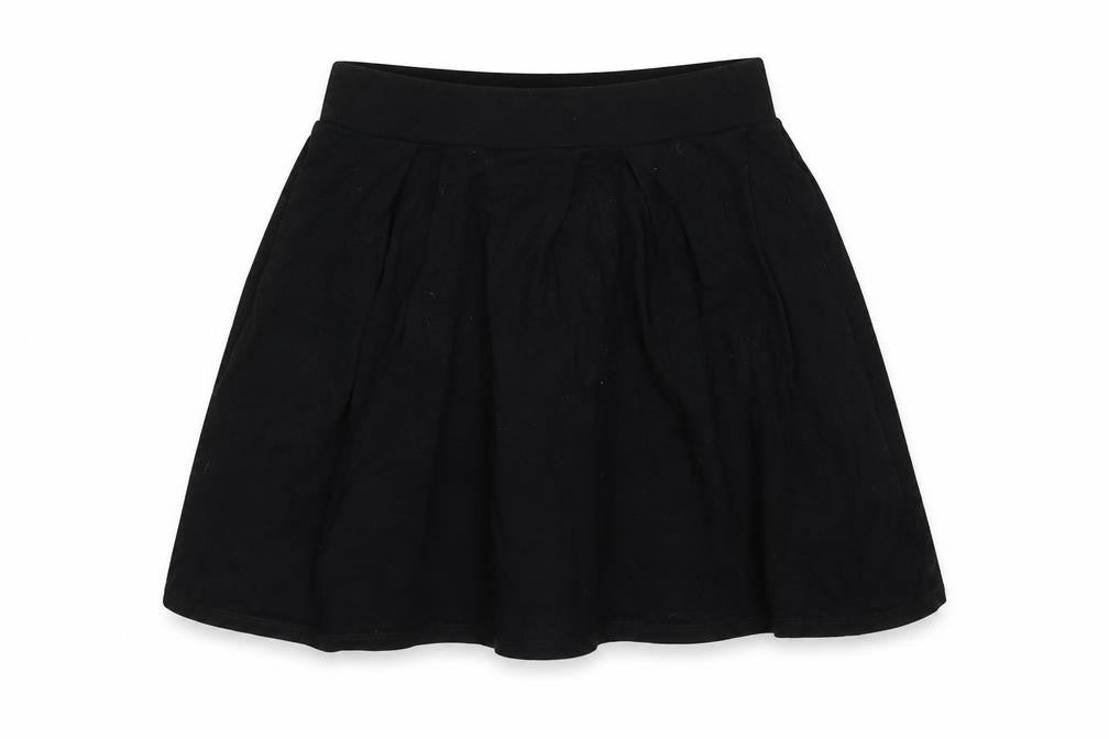 Front view of ASOS women’s black a-line skirt, size UK 4