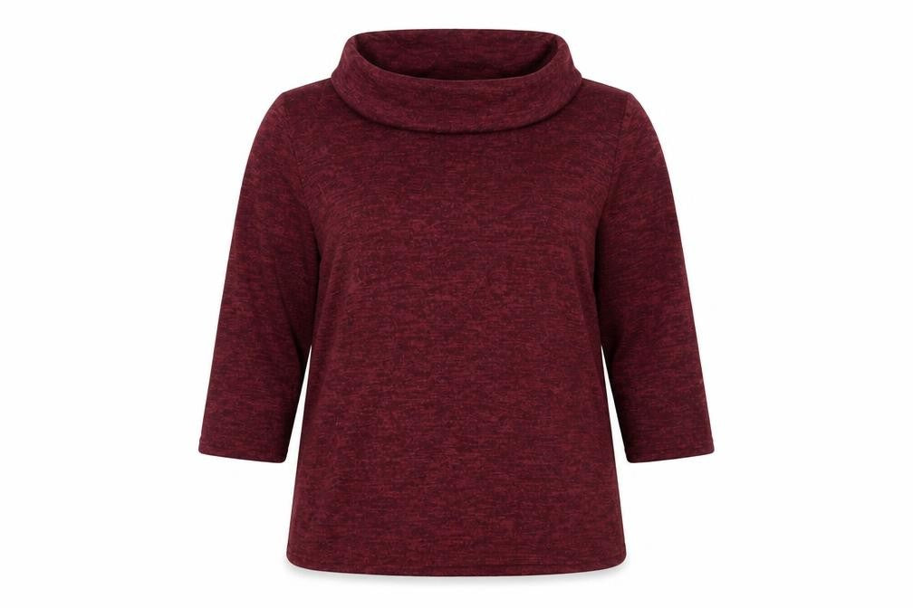 Front view of Mia Moda women’s red basic t-shirt, size UK 16