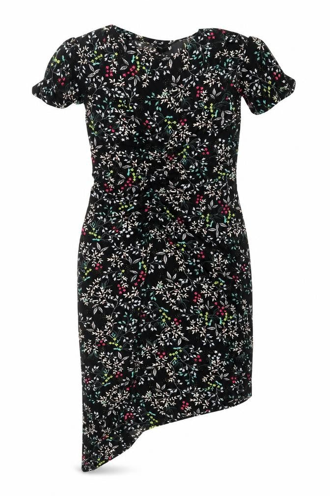 By Very Womens Black Floral  Mini  Size 10  - Asymmetric Hem