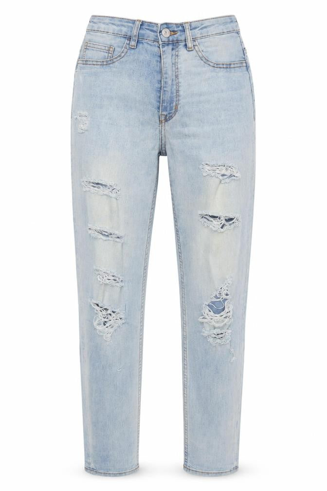 Front view of Divided women’s blue straight jeans, size UK 8, 28-inch leg