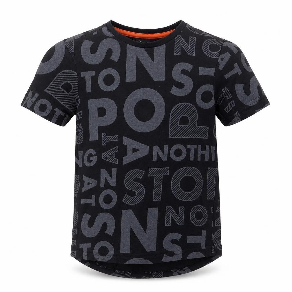 Front view of George boys’ black geometric basic t-shirt, size 4-5, years