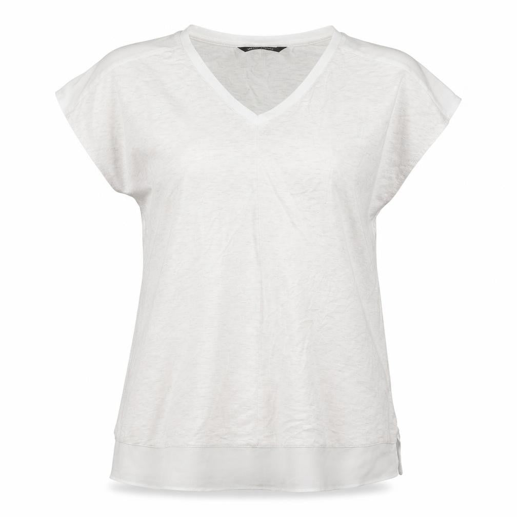 Front view of Halston women’s white basic t-shirt, size XS