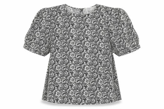 Front view of Primark women’s black floral basic blouse, size UK 8