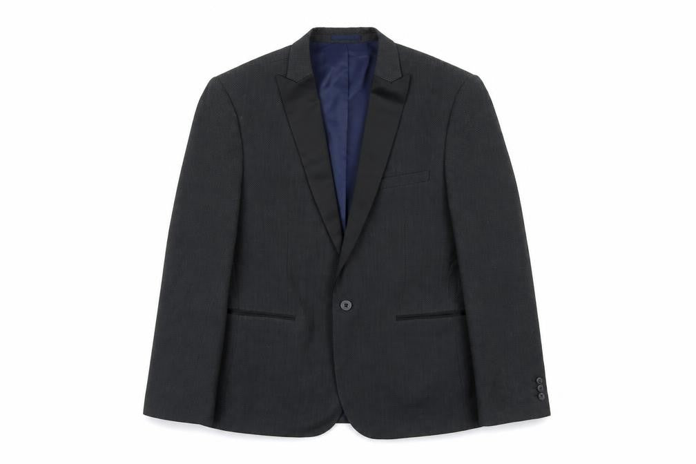 Front view of Matalan men’s grey argyle/diamond jacket blazer
