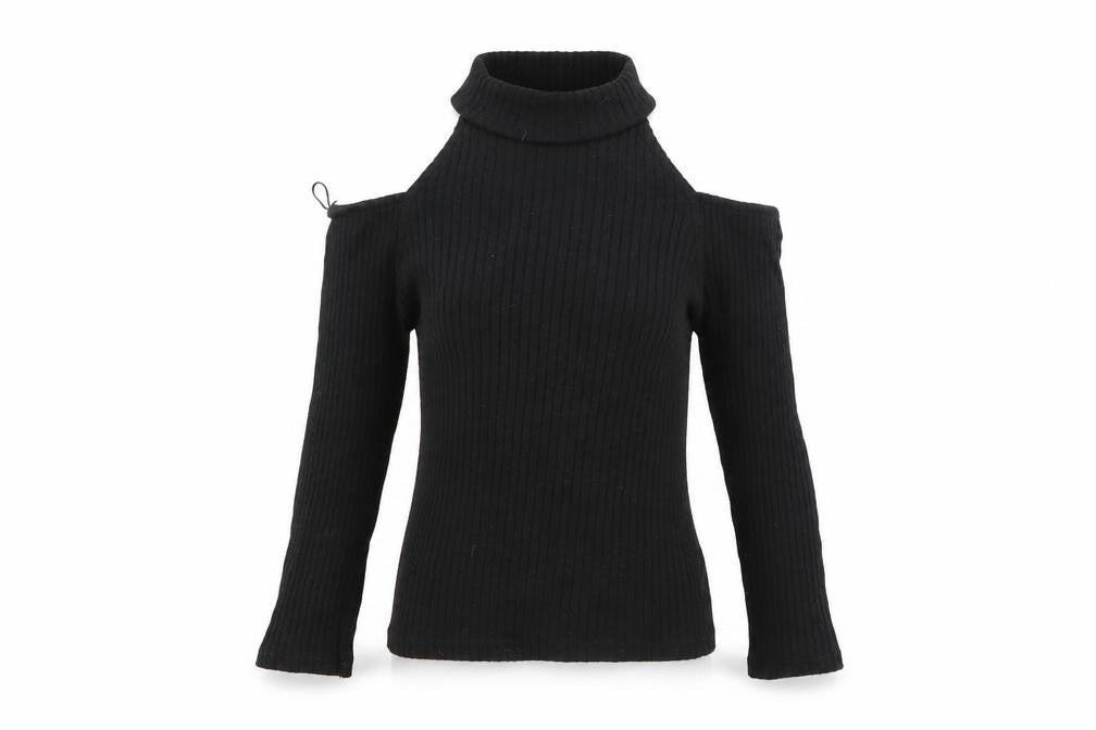 Front view of Miss Selfridge women’s black jumper, size UK 10