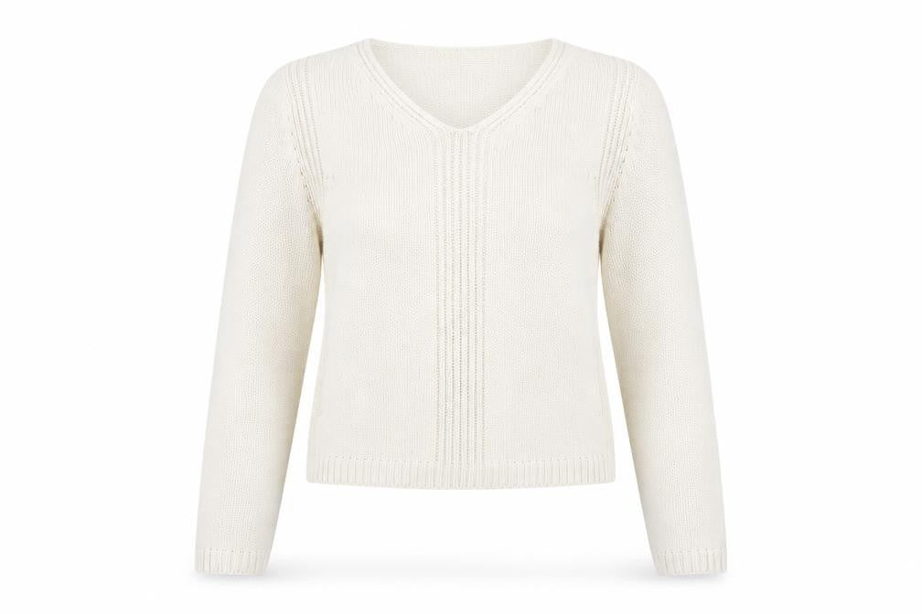 Front view of Internacionale women’s beige jumper, size UK 14