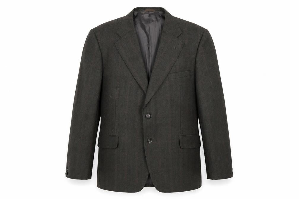 Front view of Preworn men’s green argyle/diamond jacket blazer