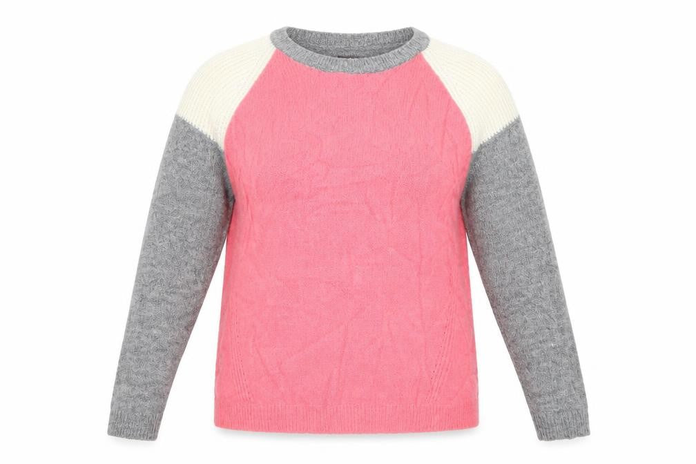 Front view of Marks & Spencer women’s multicoloured geometric jumper, size UK 10