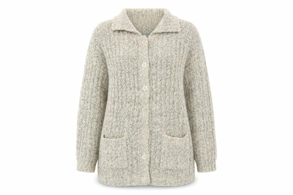 Front view of zingara women’s beige cardigan jumper, size M