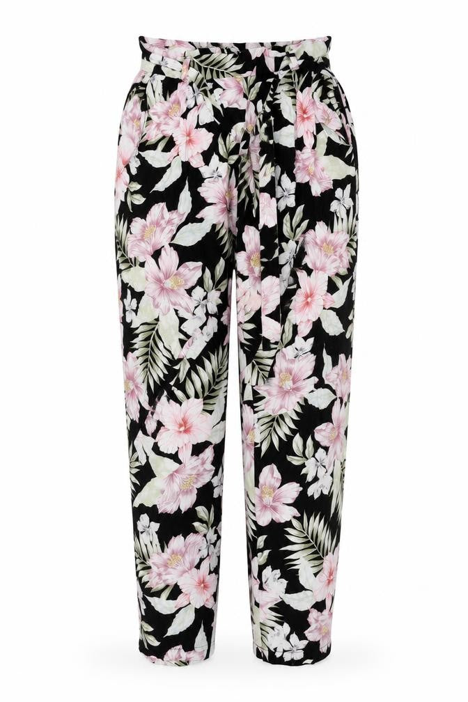 New Look Womens Black Floral  Trousers  Size 6 L20 in