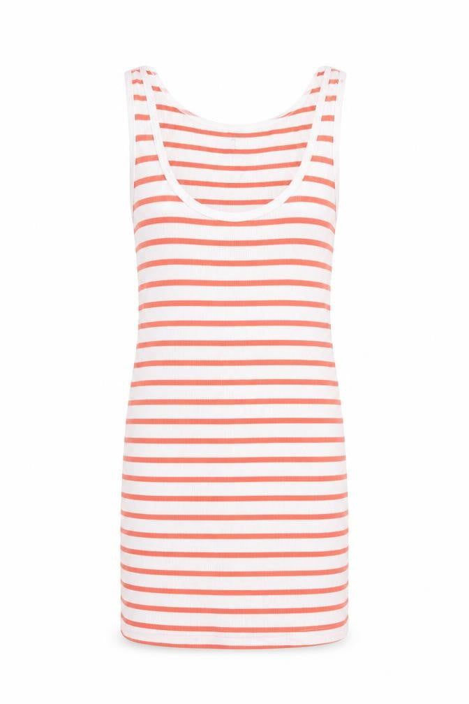 Front view of H&M women’s white striped basic tank, size M