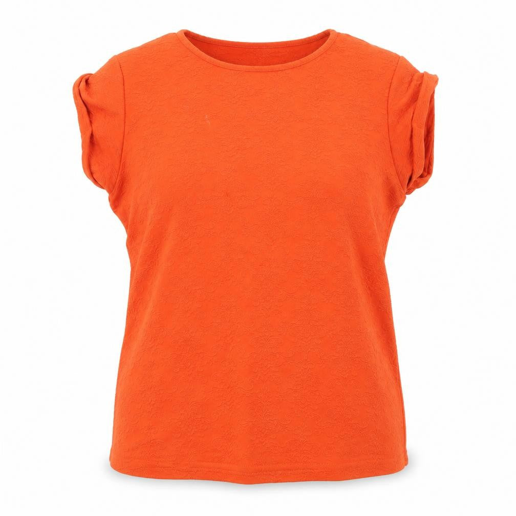 Front view of Warehouse women’s orange basic blouse, size UK 14