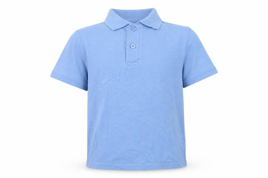 Front view of F&F boys’ blue basic polo, size 8, years