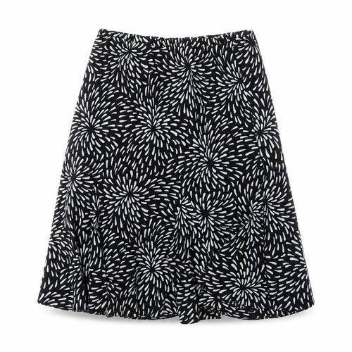 Preworn Womens Black Geometric  Flare Skirt Size 34 in