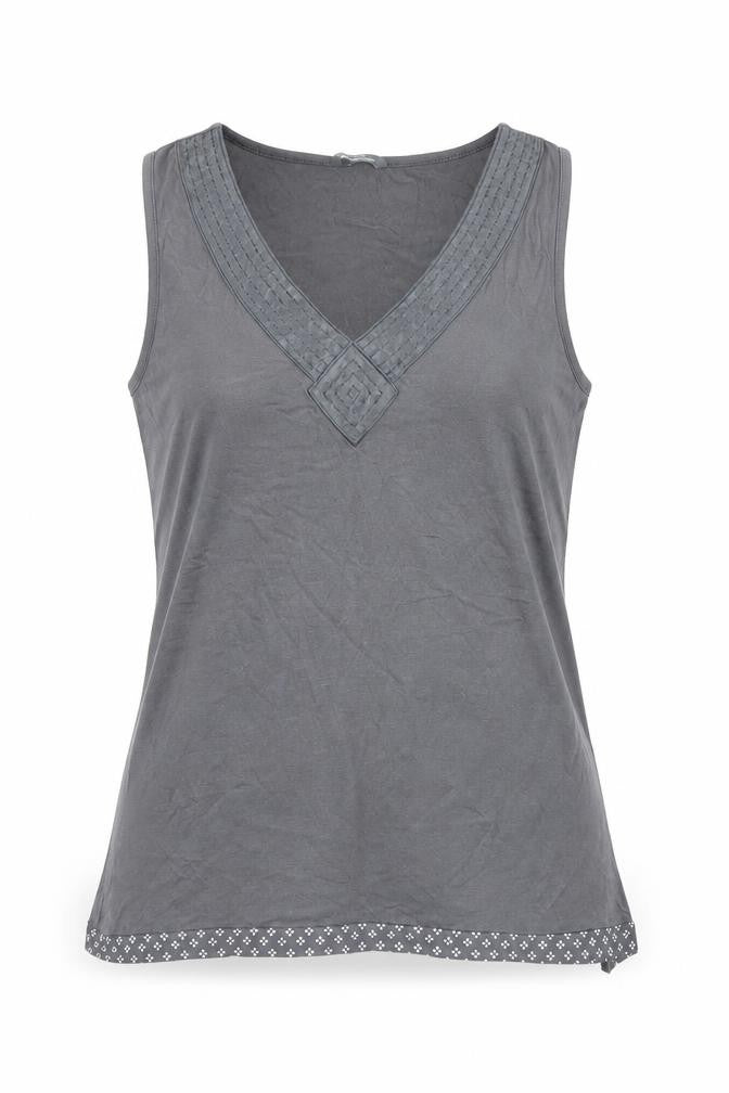 Front view of Be yours women’s grey basic tank, size UK 14
