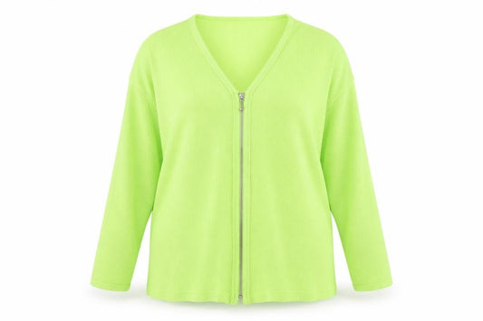 Front view of Preworn women’s green jacket, size UK 14
