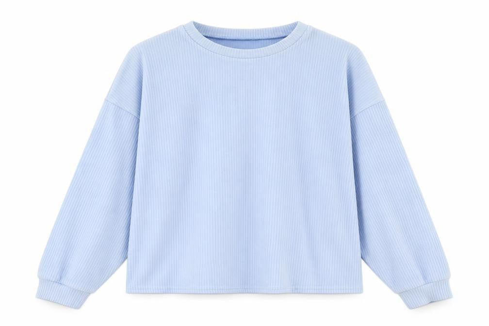 Front view of New Look women’s blue striped jumper, size L