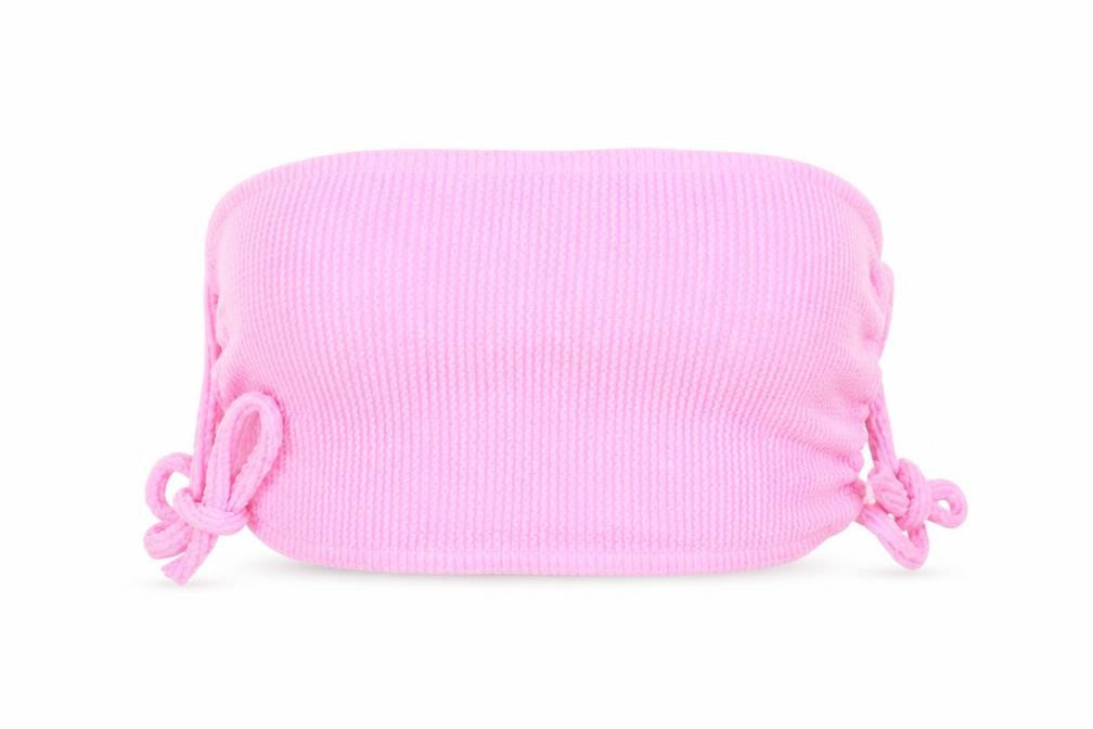 Front view of Boohoo women’s pink cropped tank, size UK 12