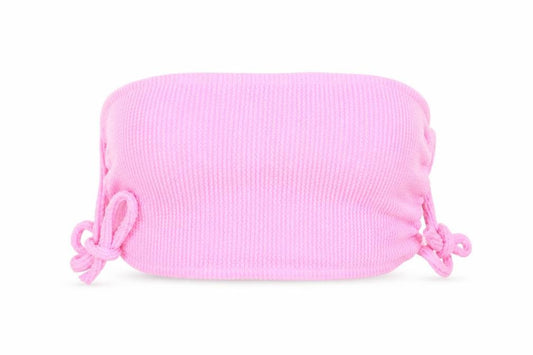 Front view of Boohoo women’s pink cropped tank, size UK 12