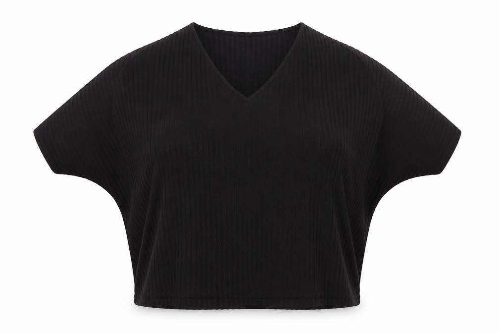 Front view of New Look women’s black striped basic t-shirt, size S