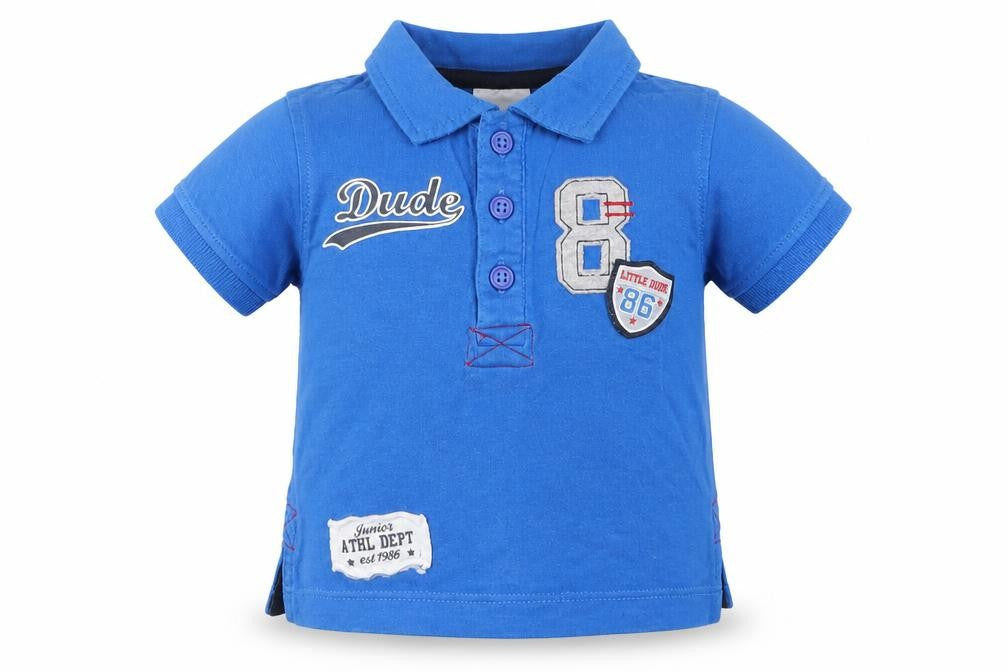Front view of Peacocks Baby Blue Basic Polo, size 6-9, Months