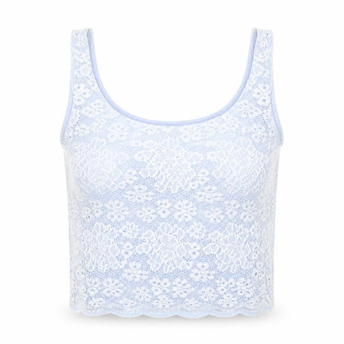 Topshop Womens Blue Floral  Cropped Tank Size 6